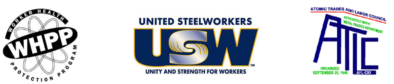 Worker Health Protection Program, United Steelworkers Union and Atomic Trade and Labor Council logos