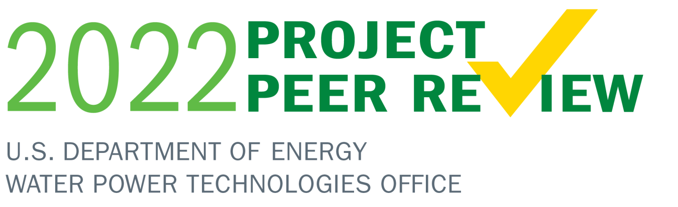 Green letters reading "2022 Project Peer Review" with the "v" in "Review" replaced with a check mark.