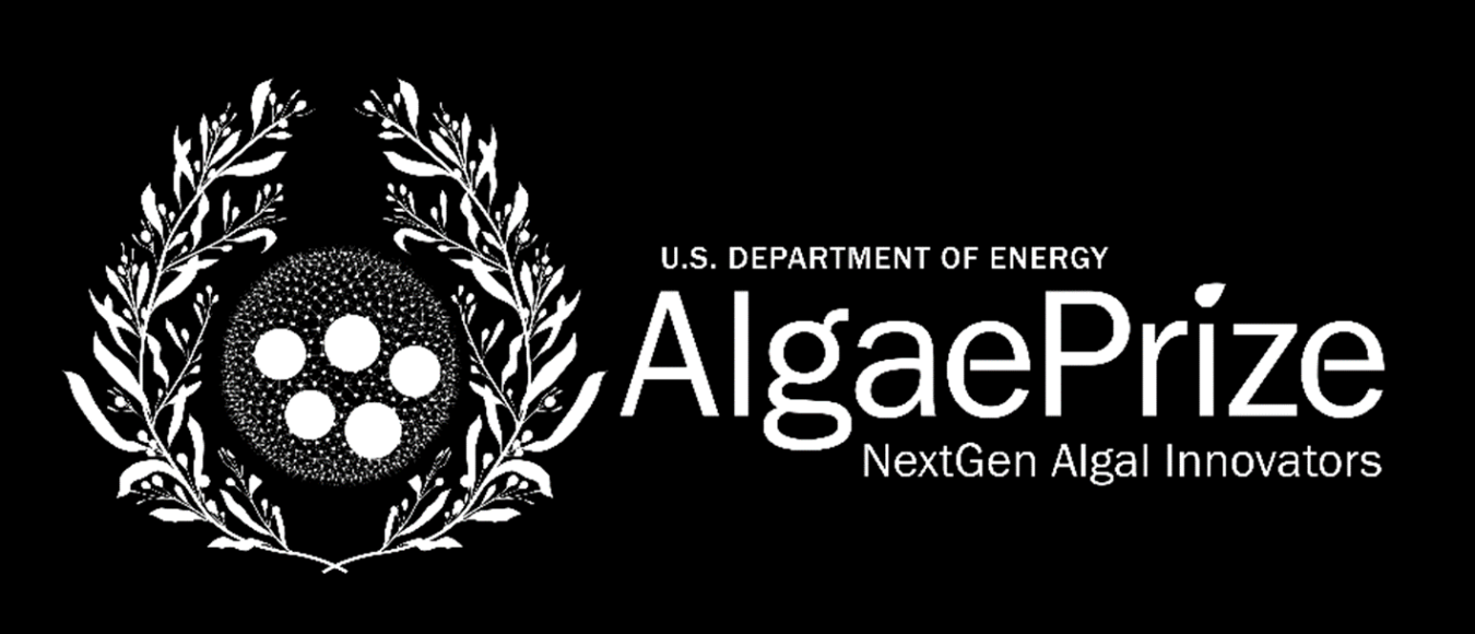 U.S. Department of Energy AlgaePrize reverse logo with NextGen Algal Innovators tagline.