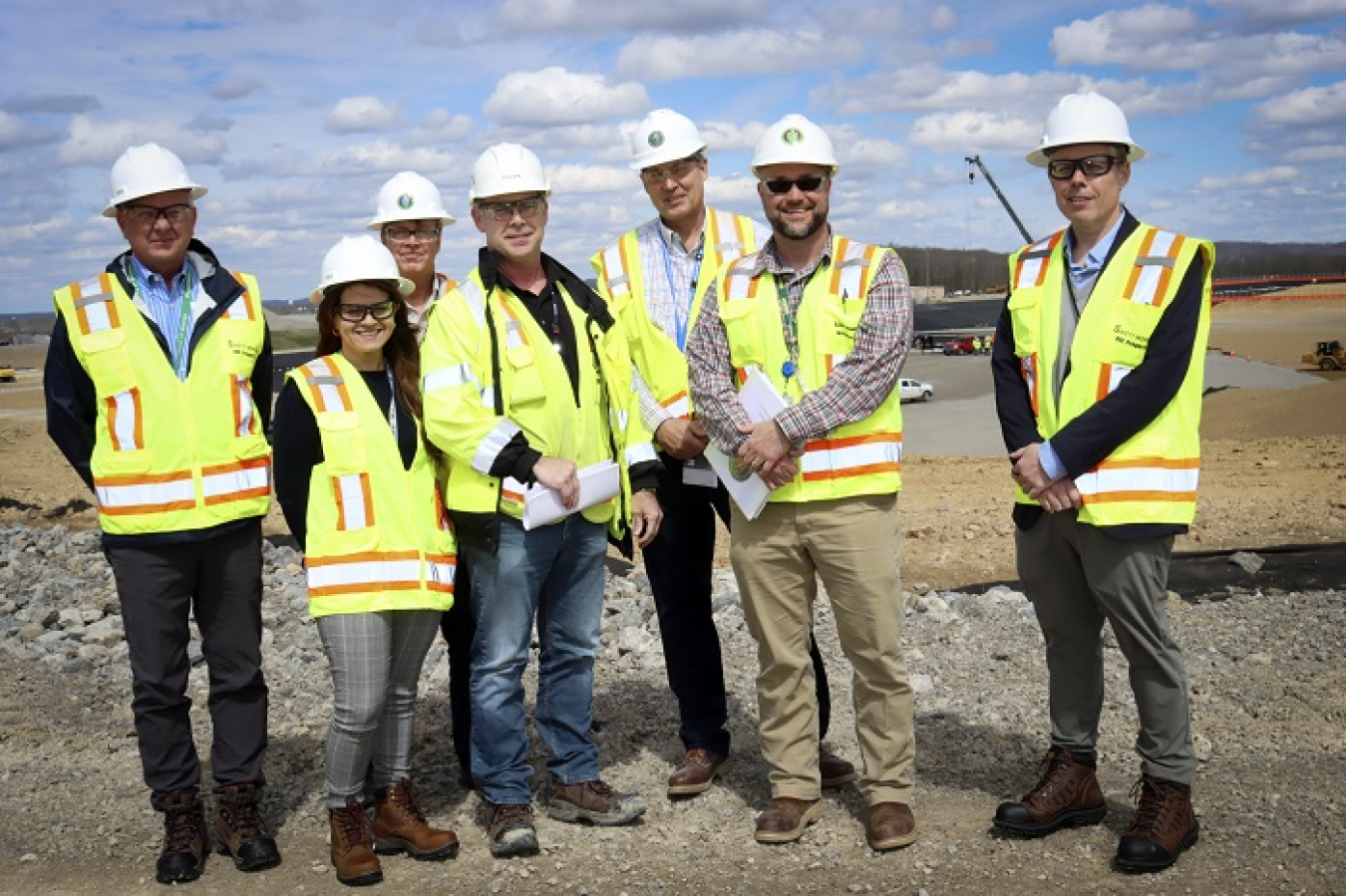 EM officials stopped at the X-326 demolition and X-231B excavation projects before heading to the Onsite Waste Disposal Facility during a recent tour of the Portsmouth Site.