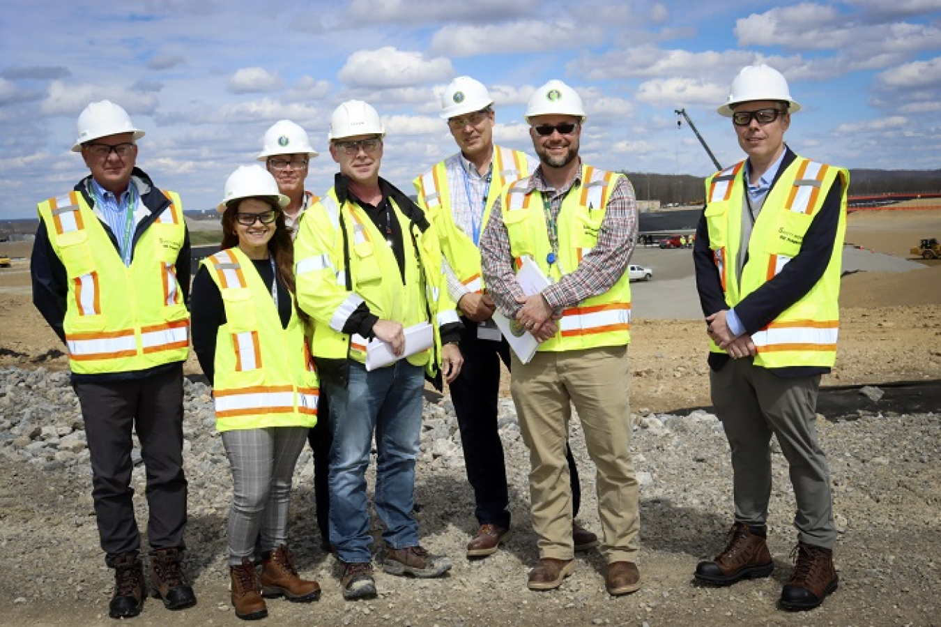 EM officials stopped at the X-326 demolition and X-231B excavation projects before heading to the Onsite Waste Disposal Facility during a recent tour of the Portsmouth Site. 