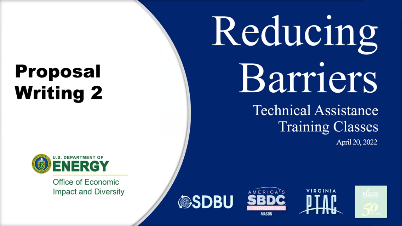 Reducing Barriers: Technical Assistance Workshop | Proposal Writing 2