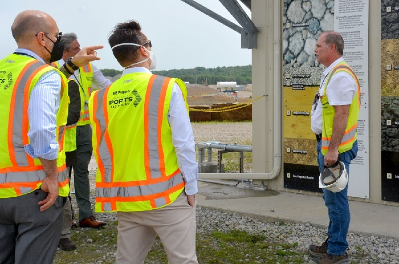 Fluor-BWXT Portsmouth’s Frank Miller, right, briefs congressional visitors on progress at the On-Site Waste Disposal Facility at the Portsmouth Site.