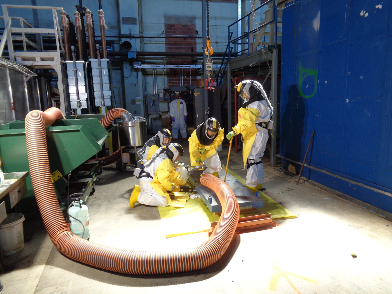 A crew at the Y-12 National Security Complex at Oak Ridge conducts deactivation work inside Alpha-2, a former enrichment facility that dates back to the Manhattan Project. EM’s budget request for fiscal year 2023 supports the transition to a greater focus on the cleanup of Alpha-2 and other high risk excess facilities at Y-12 and Oak Ridge National Laboratory.