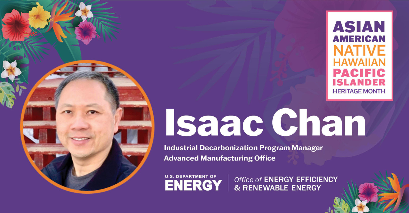 Asian American and Native Hawaiian/Pacific Islander (AANHPI) Heritage Month branding featuring Isaac Chan.