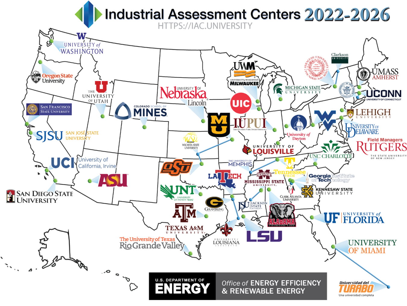 Asu Industrial Engineering Major Map Locations Of Industrial Assessment Centers | Department Of Energy