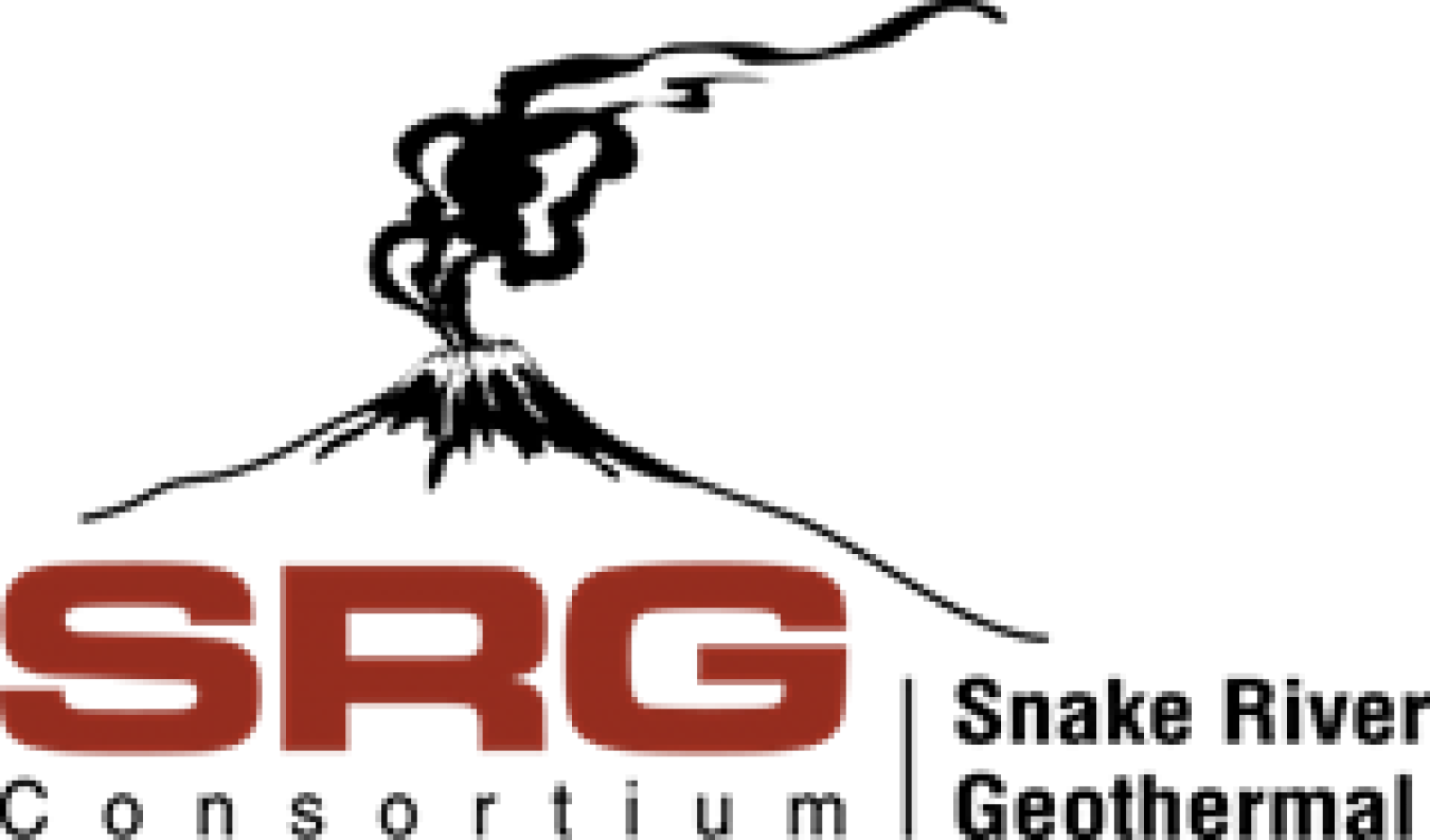 SRG Consortium - Snake River Geothermal. A black and white illustration of a volcano.