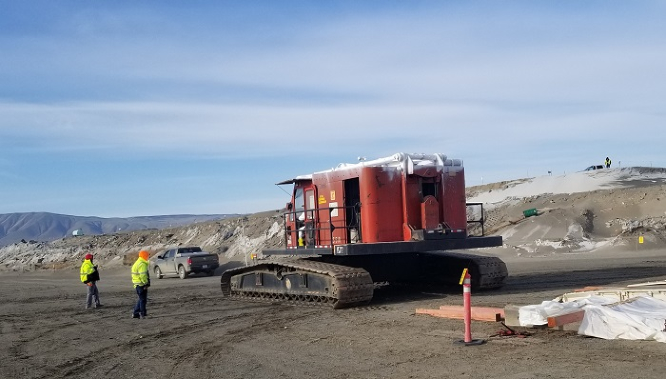 Crews at the Hanford Site’s Environmental Restoration Disposal Facility recently disposed of a crane used to support demolition activities at the Plutonium Finishing Plant.