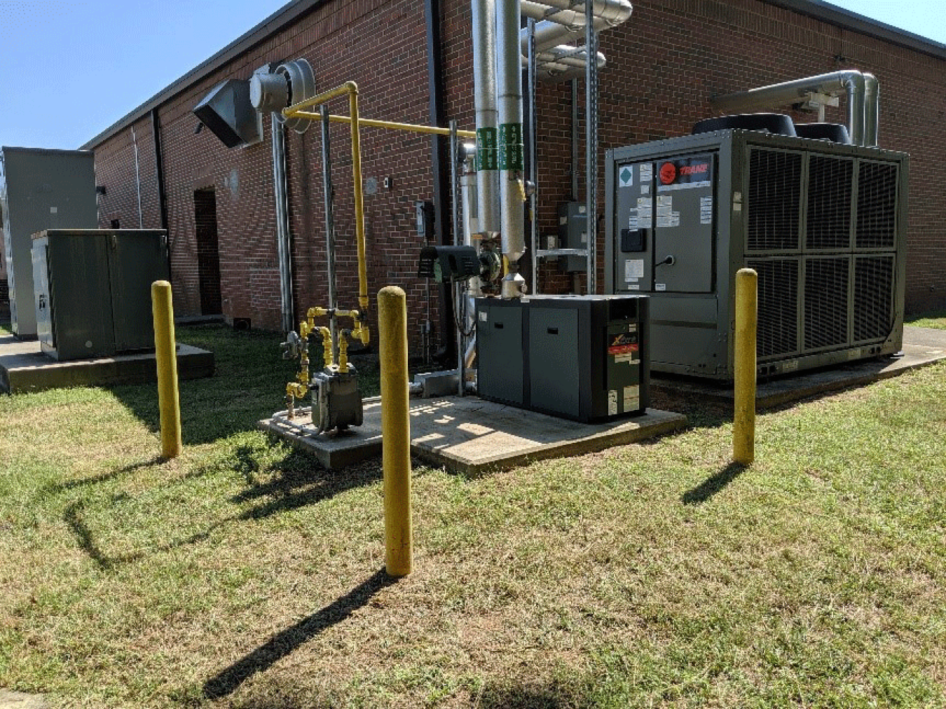 An external view of a building with HVAC equipment.