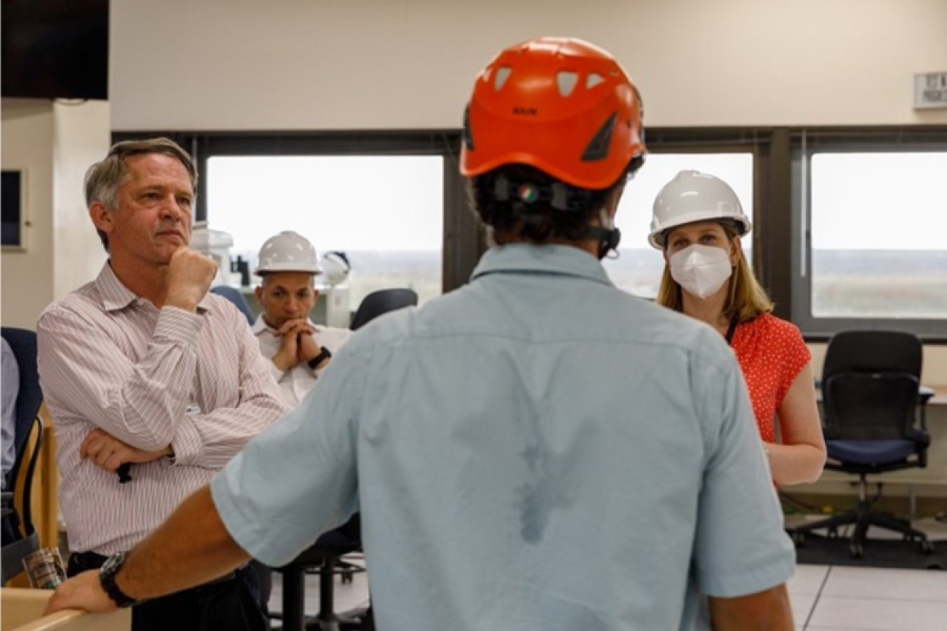 The visitors toured Sandia National Laboratories’ National Solar Thermal Test Facility (NSTTF). The NSTTF provides experimental engineering data for the design, construction, and operation of unique components and systems in proposed solar thermal electrical plants planned for large-scale power generation. 