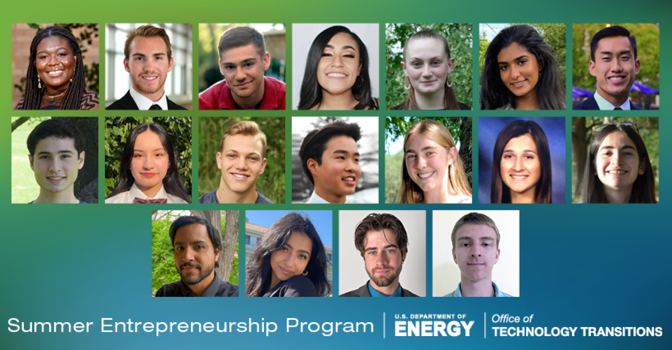 A collection of intern headshots from the 2022 Summer Entrepreneurship Program.