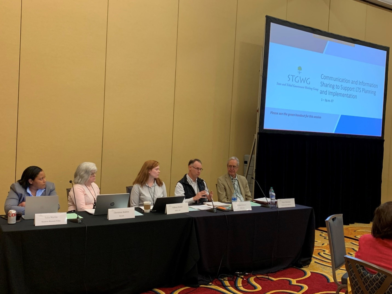 STGWG members and DOE officials discuss Long-Term Stewardship in St. Louis in May 2022.