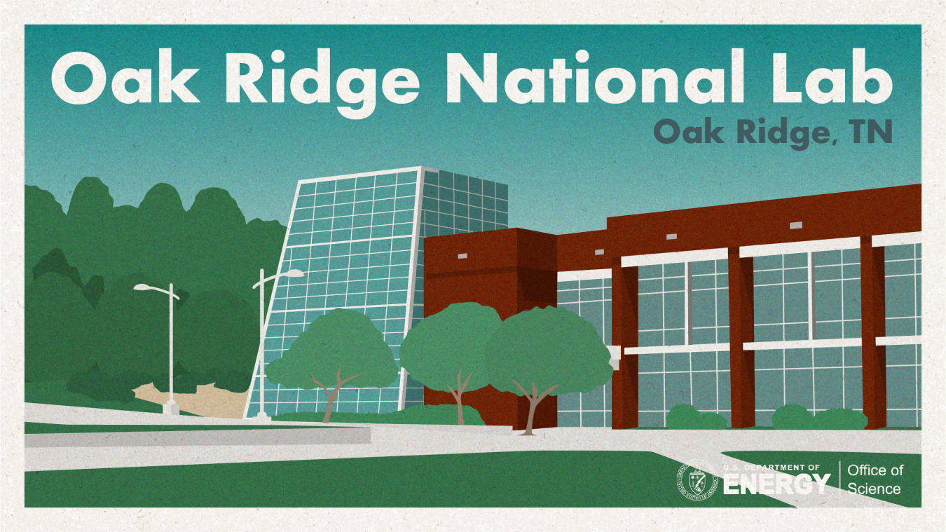 A postcard with an image of Oak Ridge National Laboratory