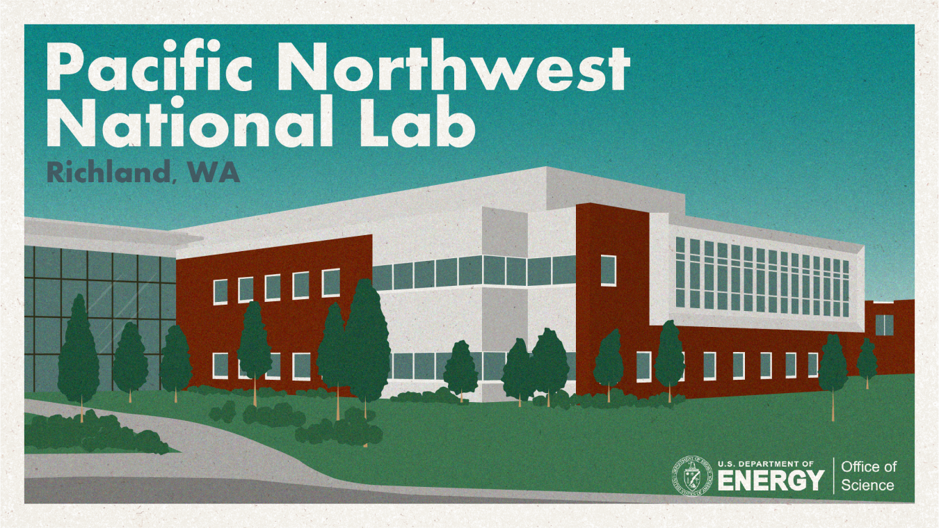 A postcard with an image of Pacific Northwest National Laboratory
