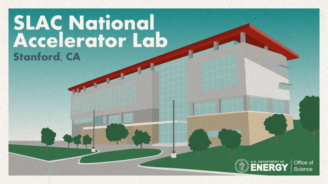 A postcard with an image of SLAC National Accelerator Laboratory