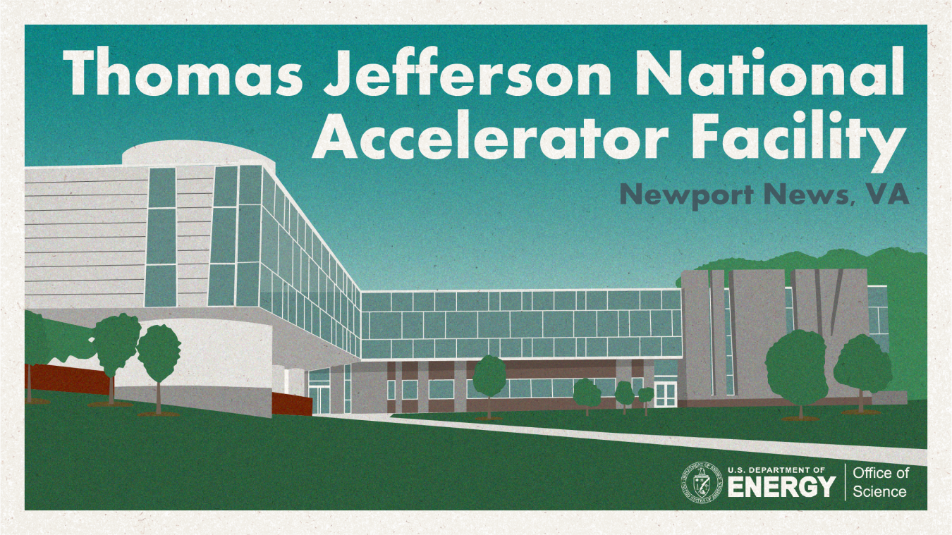 A postcard with an image of Thomas Jefferson National Accelerator Facility