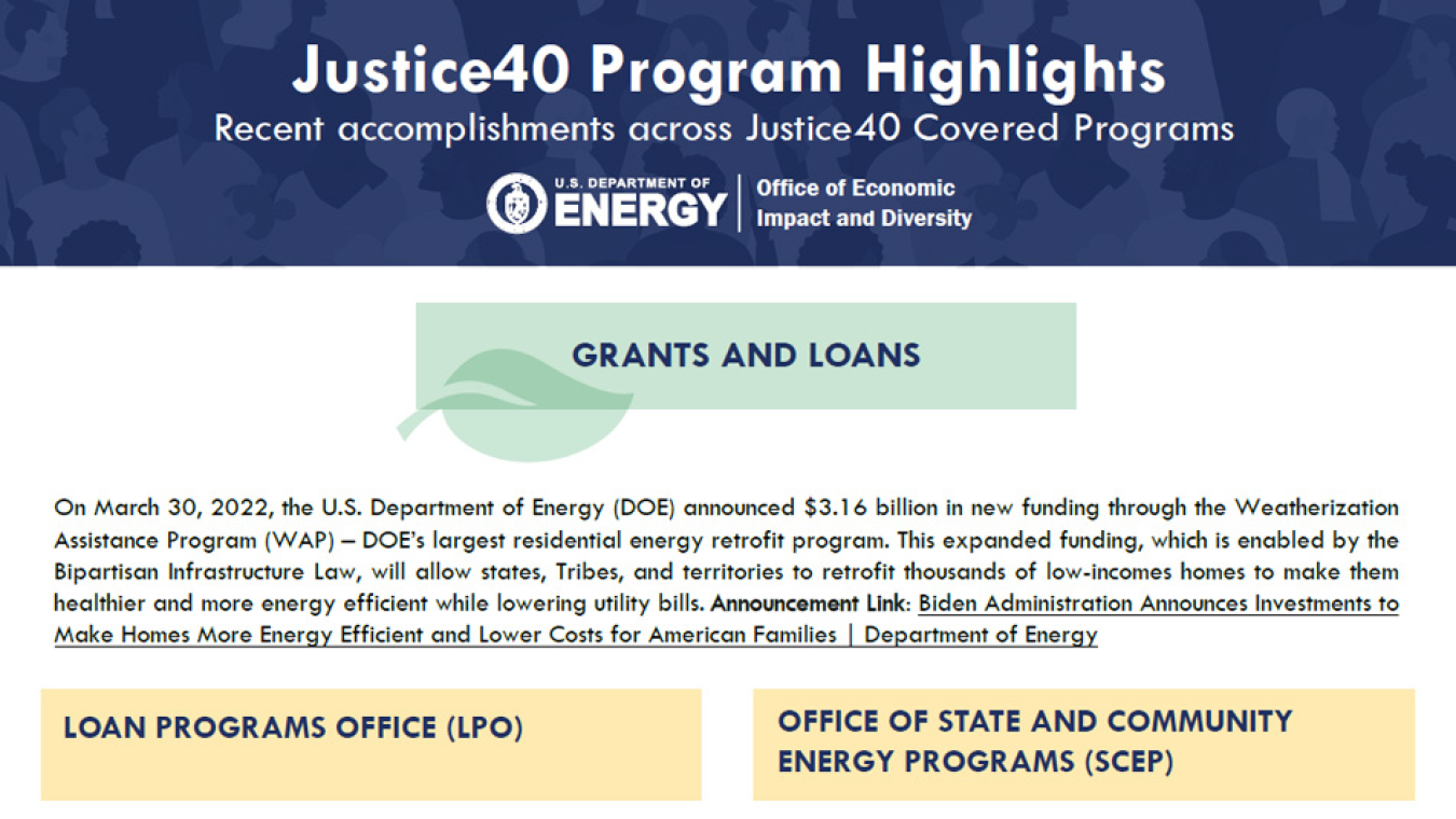 Justice40 Covered Program Highlights