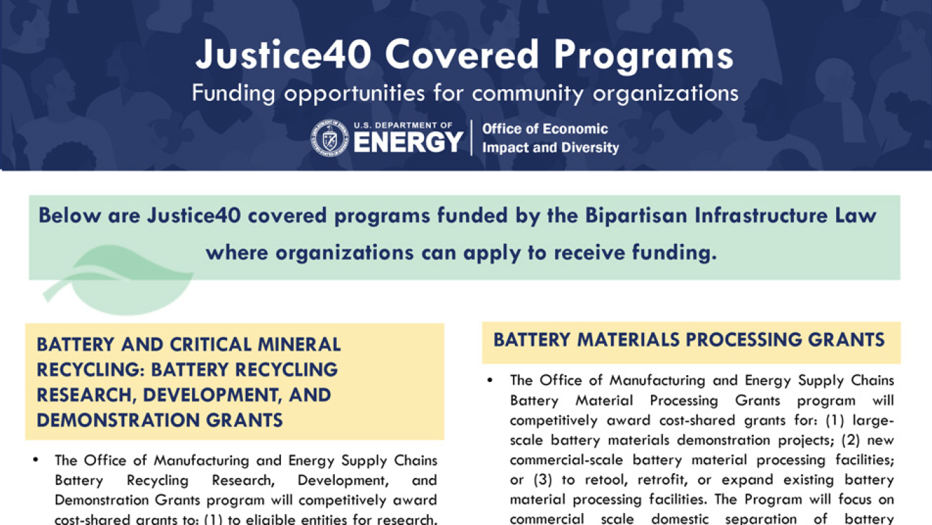 List of Community Relevant Justice40 Programs