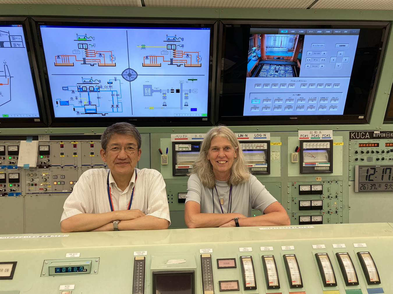 NNSA Administrator Jill Hruby and Ken Nakajima, Director of the  Institute for Integrated Radiation and Nuclear Science at Kyoto University, in the KUCA control room.