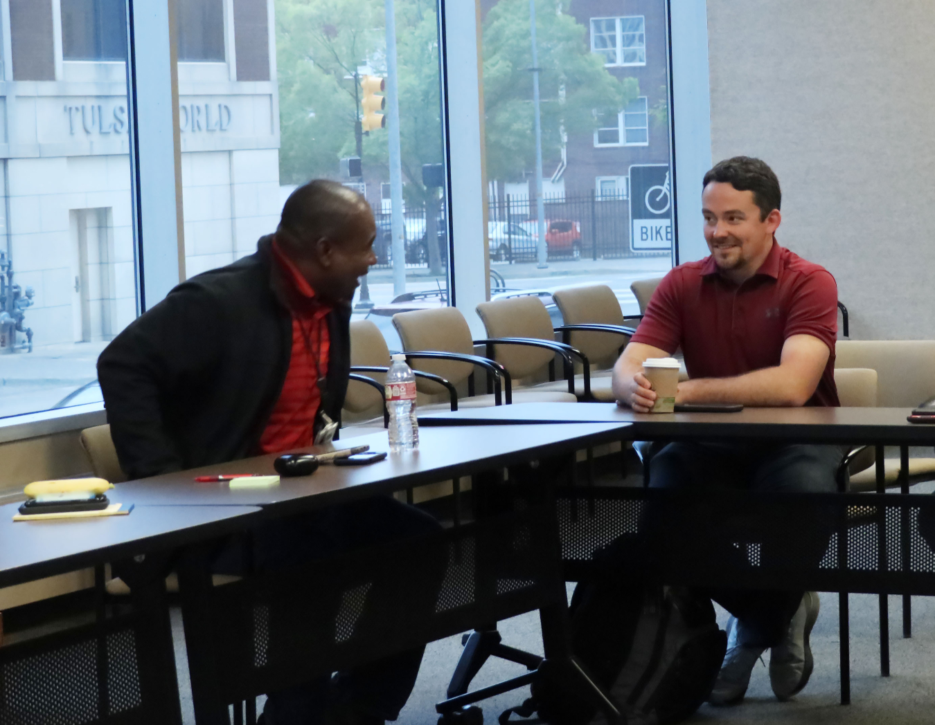 dylan underwood speaking with another SWPA team member