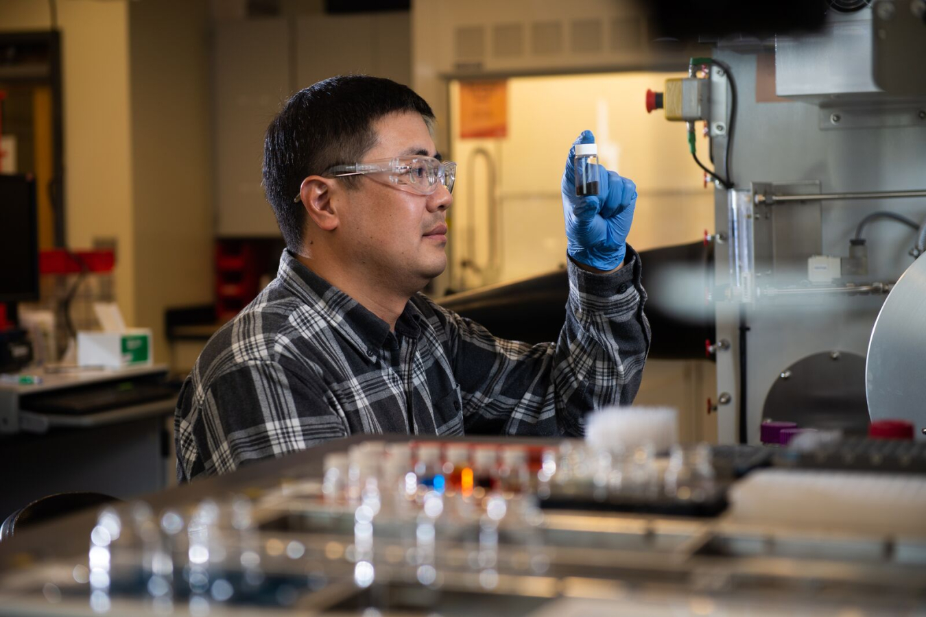 PNNL researcher Huamin Wang evaluates a catalyst poisoned by potassium..