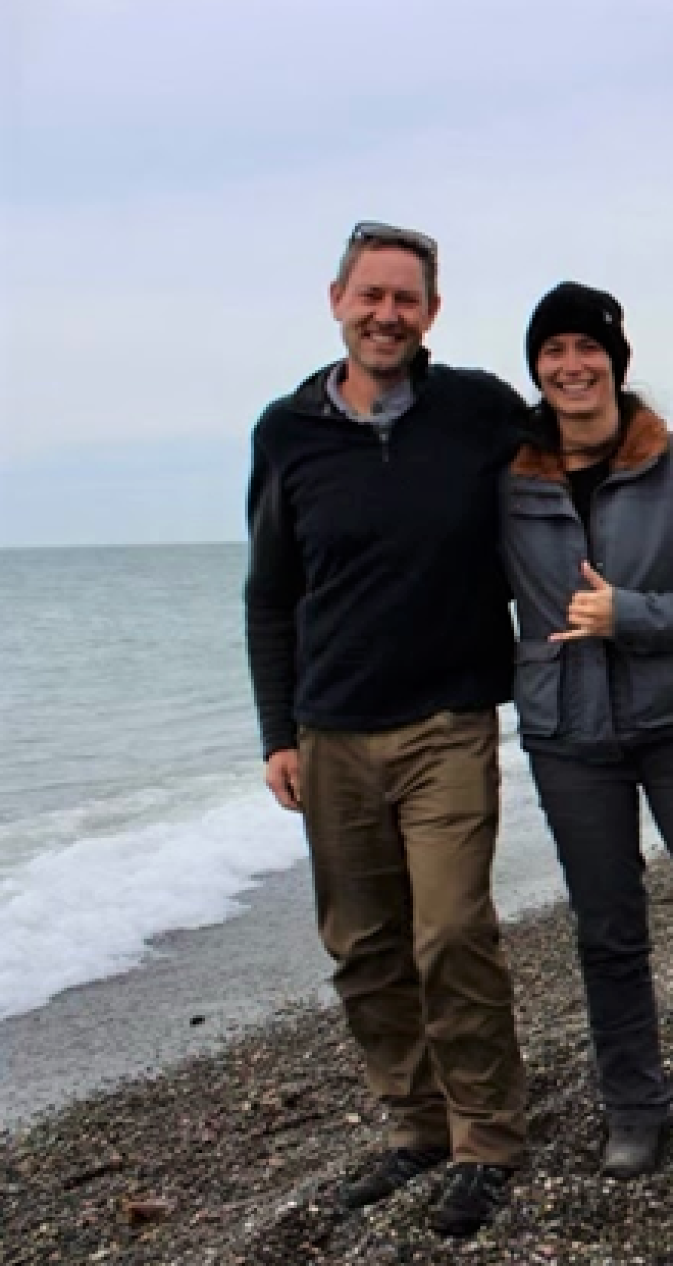 Two scientists at on the shore at Point Barrow in Alaska.