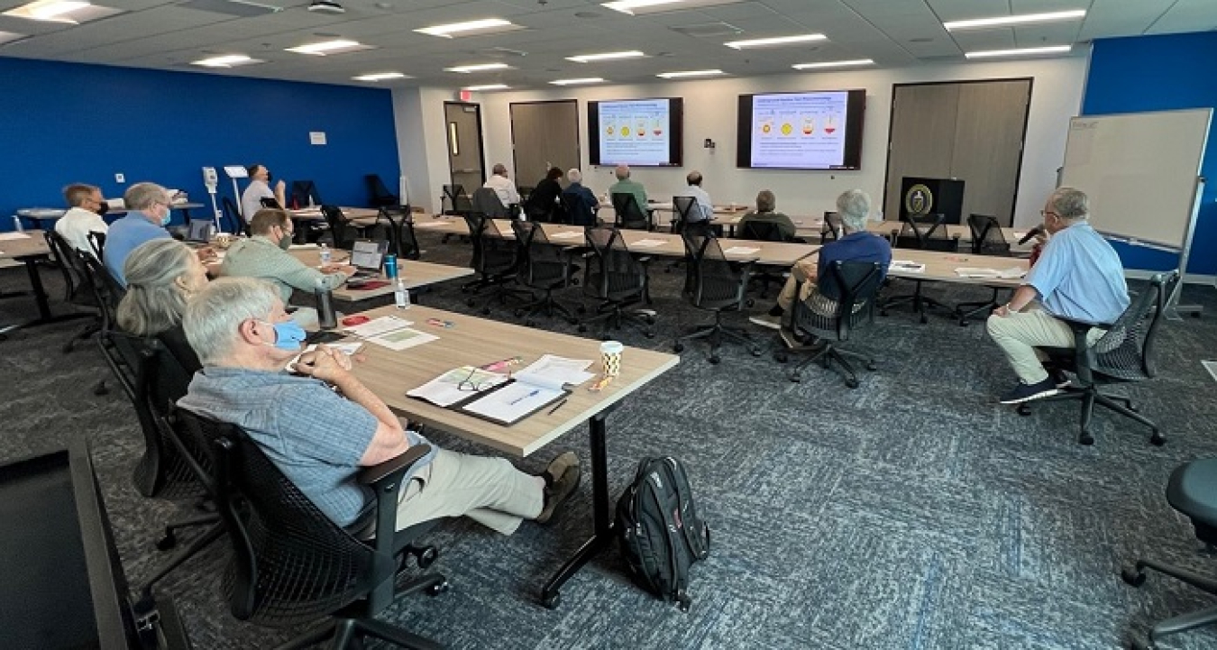 The peer reviewers listen to presentations from the EM Nevada Program at the Molasky Center in Las Vegas on the second day of their four-day visit.