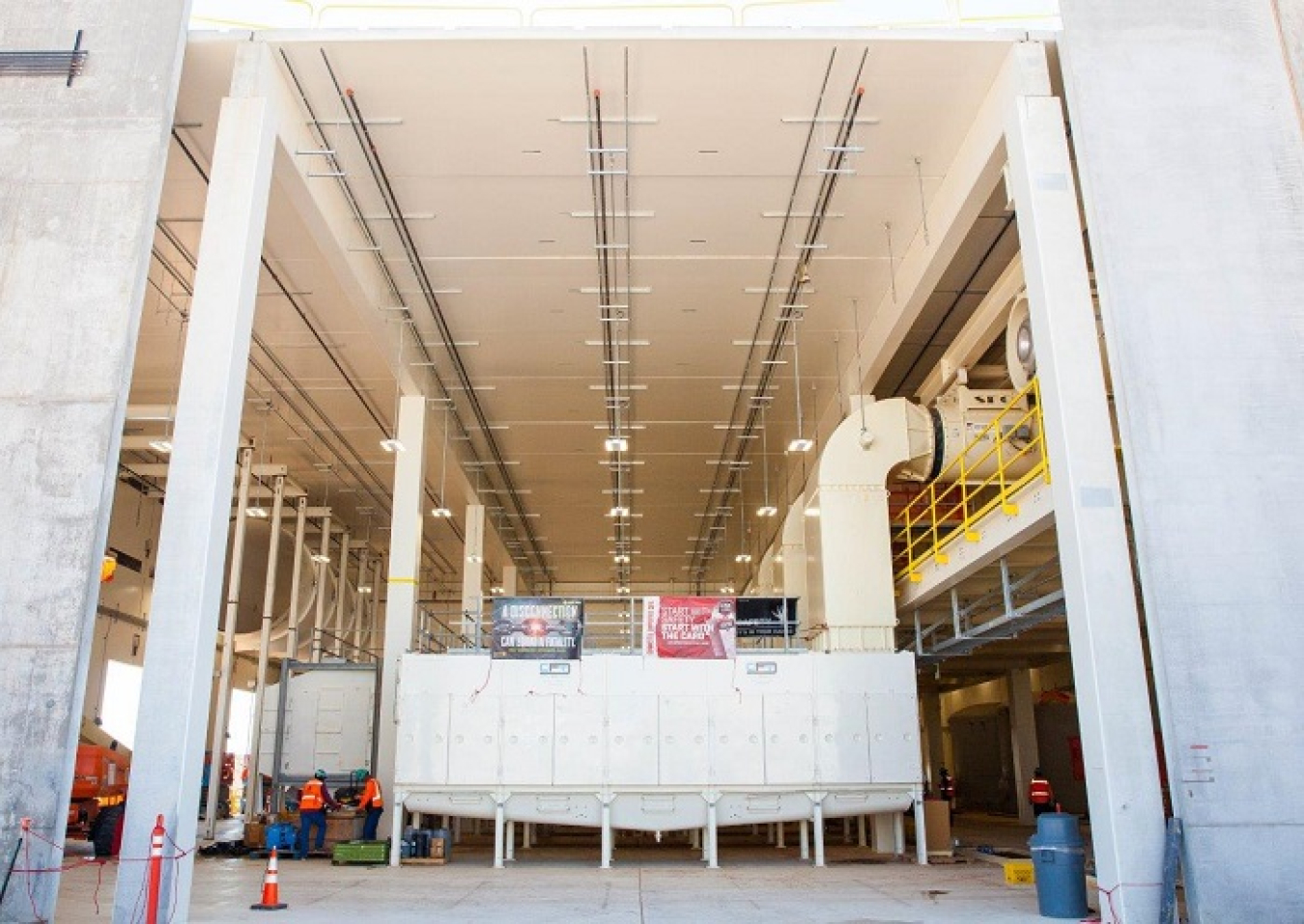 Six boxy filter units, including the one shown, are key to the Waste Isolation Pilot Plant’s (WIPP) Salt Reduction Building. 