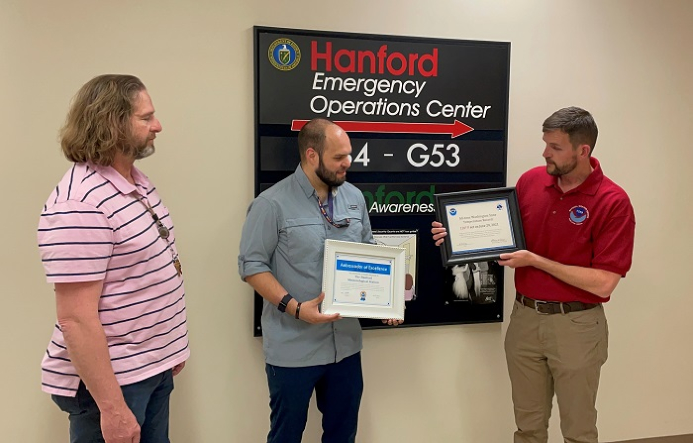 The National Weather Service named the Hanford Meteorological Station the 2021 Weather-Ready Nation Ambassador of Excellence for its Pendleton, Oregon office.