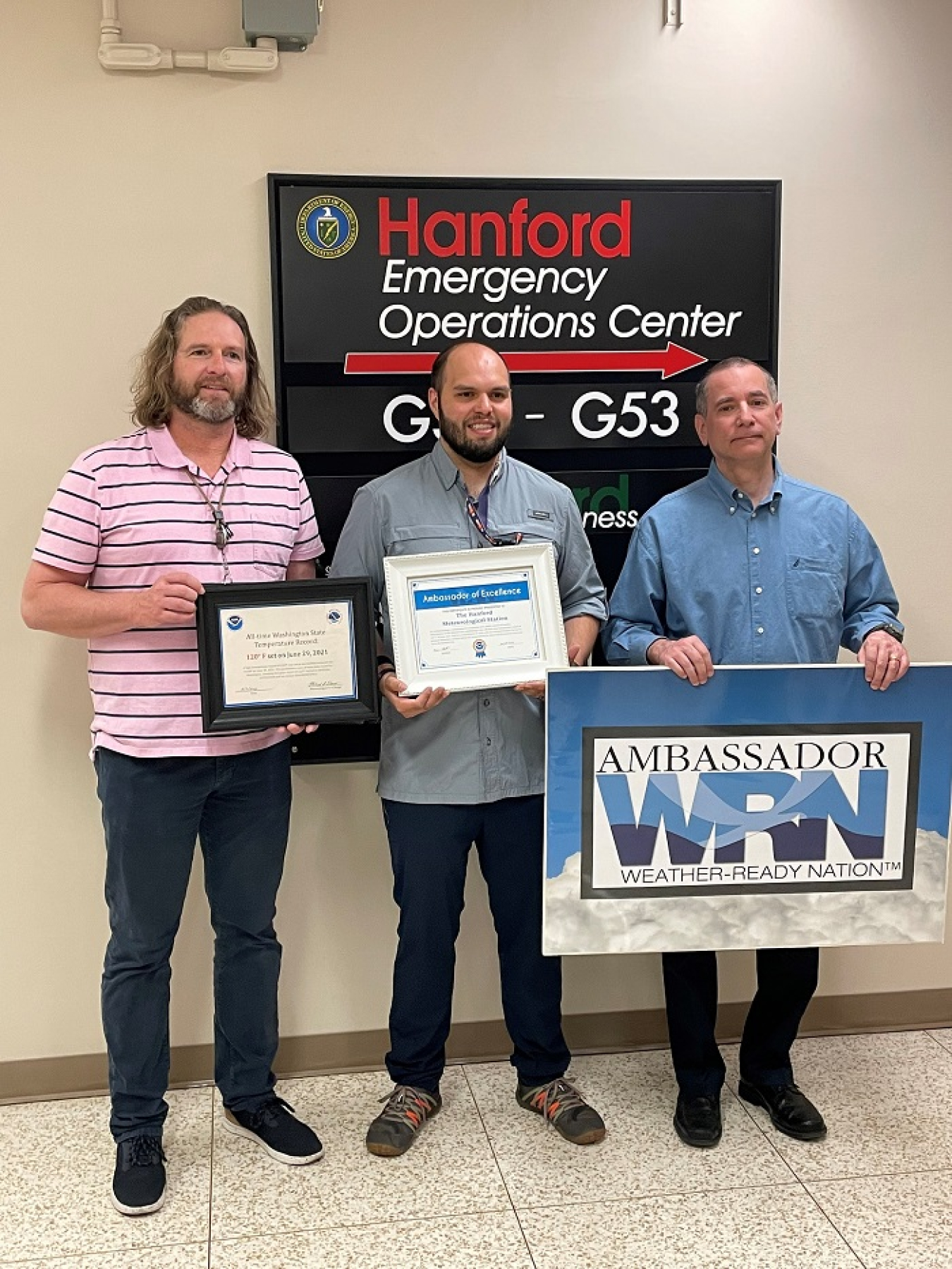 The Hanford Site was recently certified as StormReady by the National Weather Service.