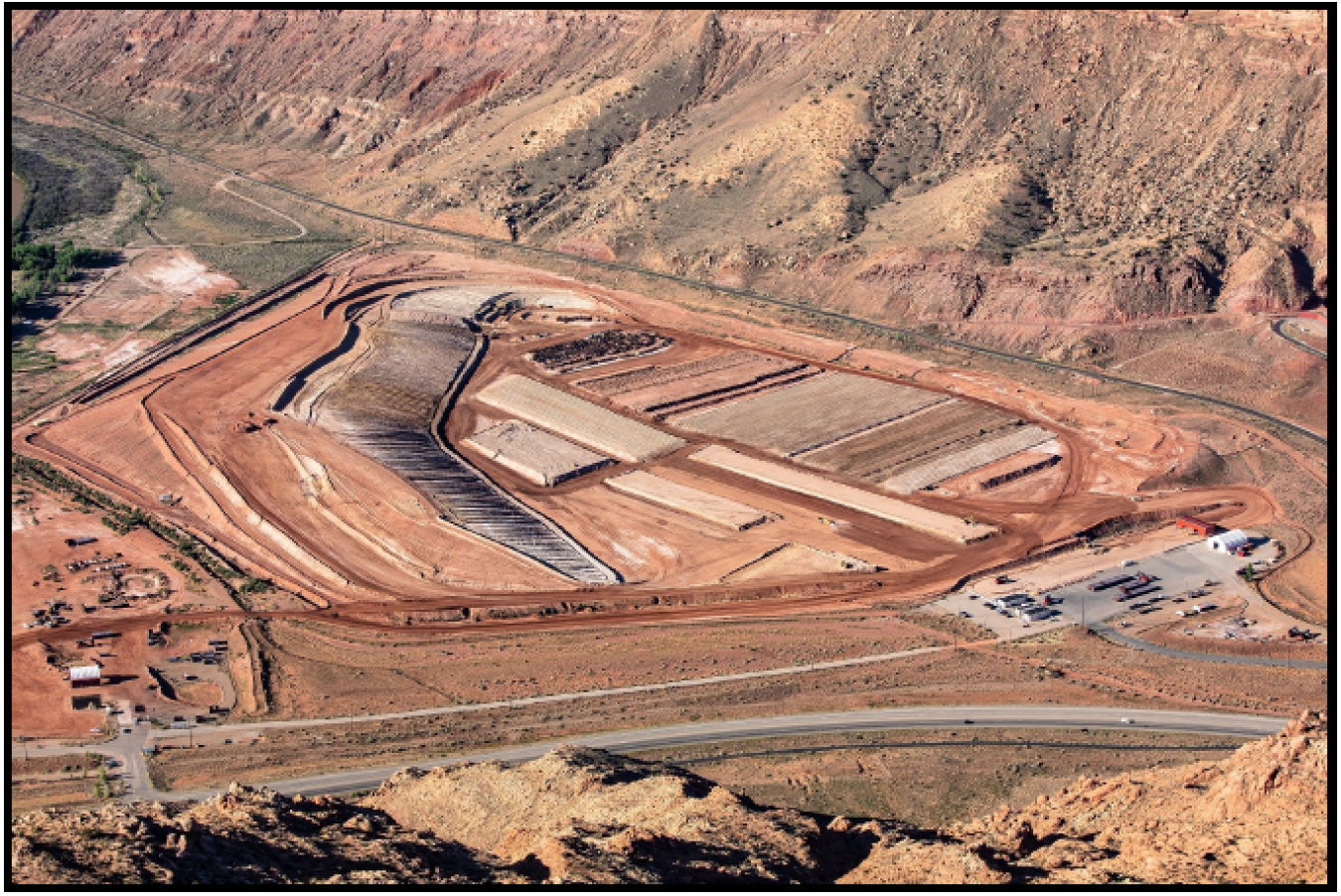 The mill tailings pile from a similar vantage point