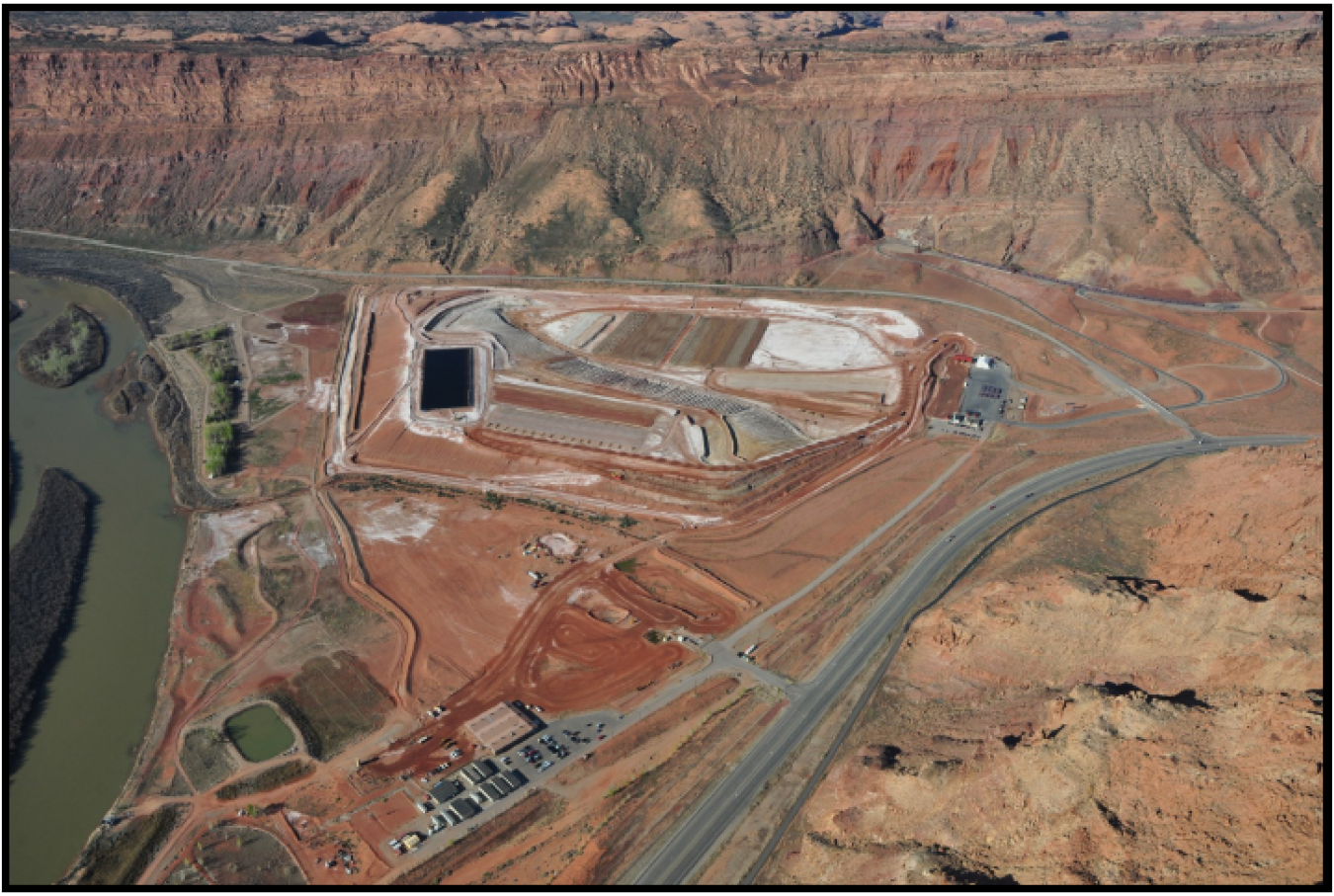 The mill tailings pile from an aerial perspective