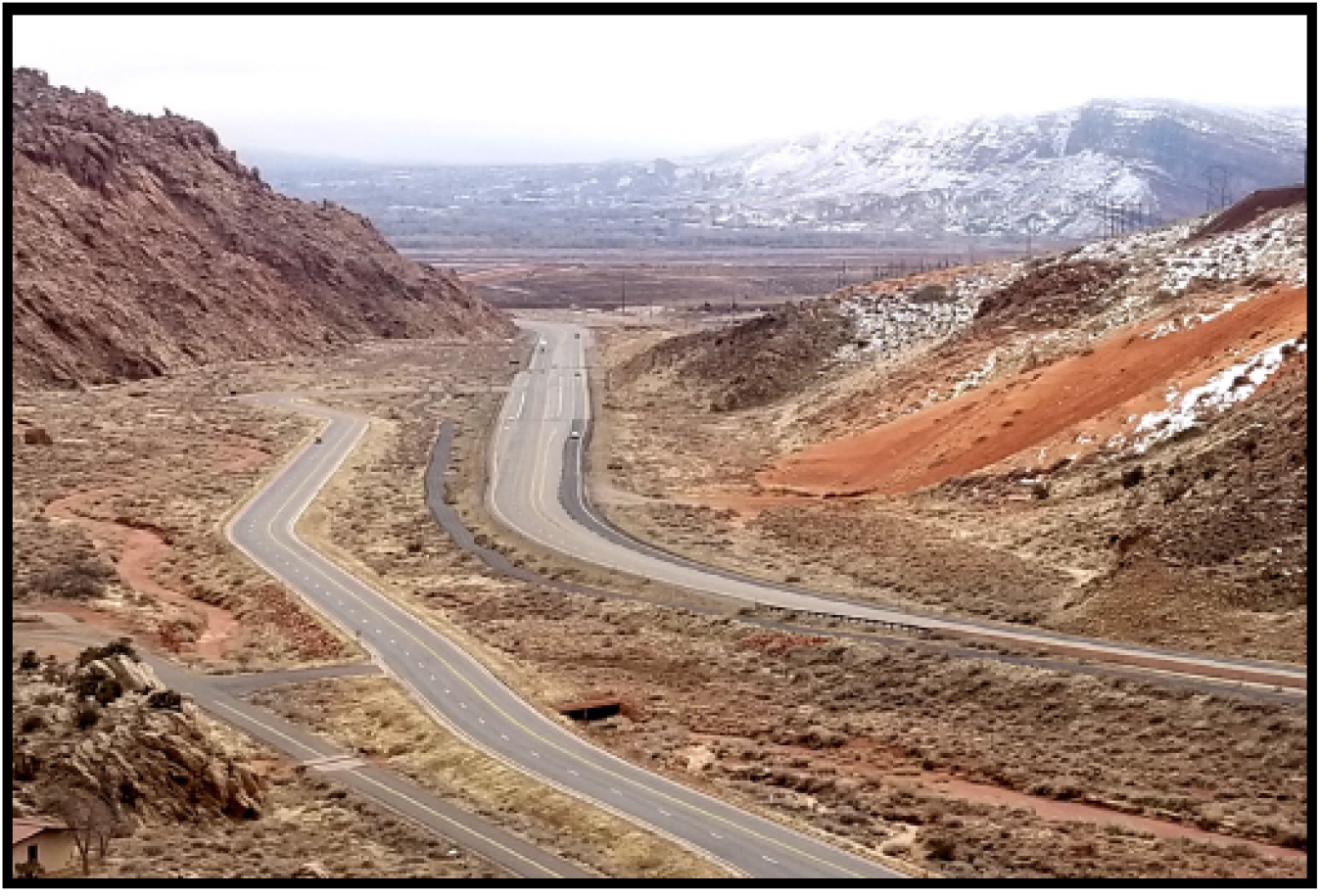 The mill tailings pile visible from Arches National Park 3