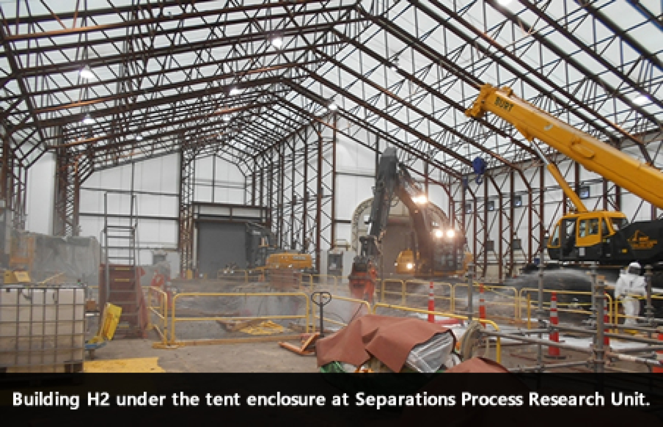 Building H2 under tent enclosure