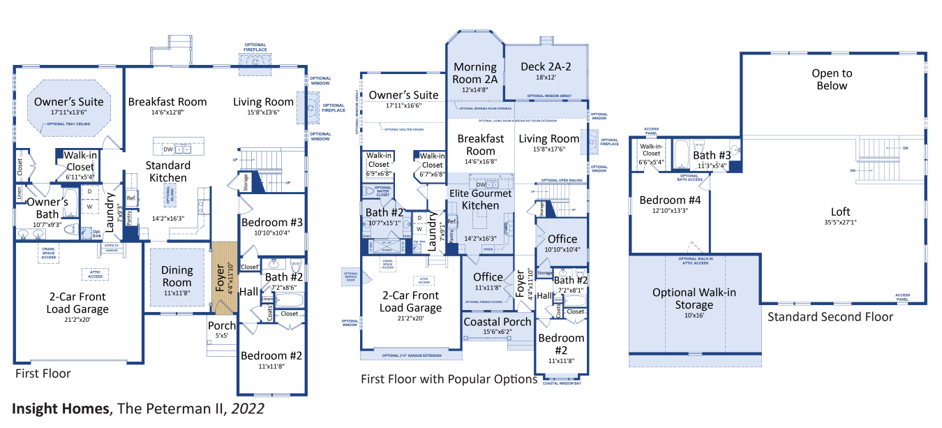 Floorplans for Peterman II by Insight Homes.