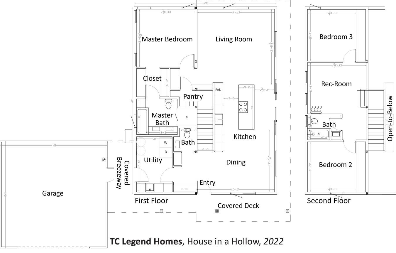 Floorplans for House in a Hollow by TC Legend Homes.