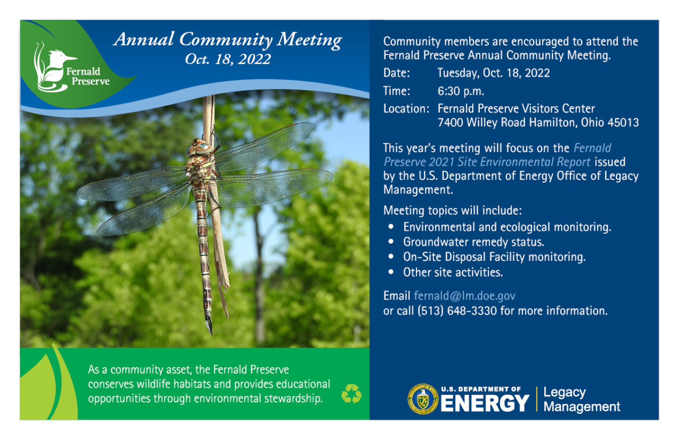 2022 Fernald Preserve Annual Community Meeting Invitation