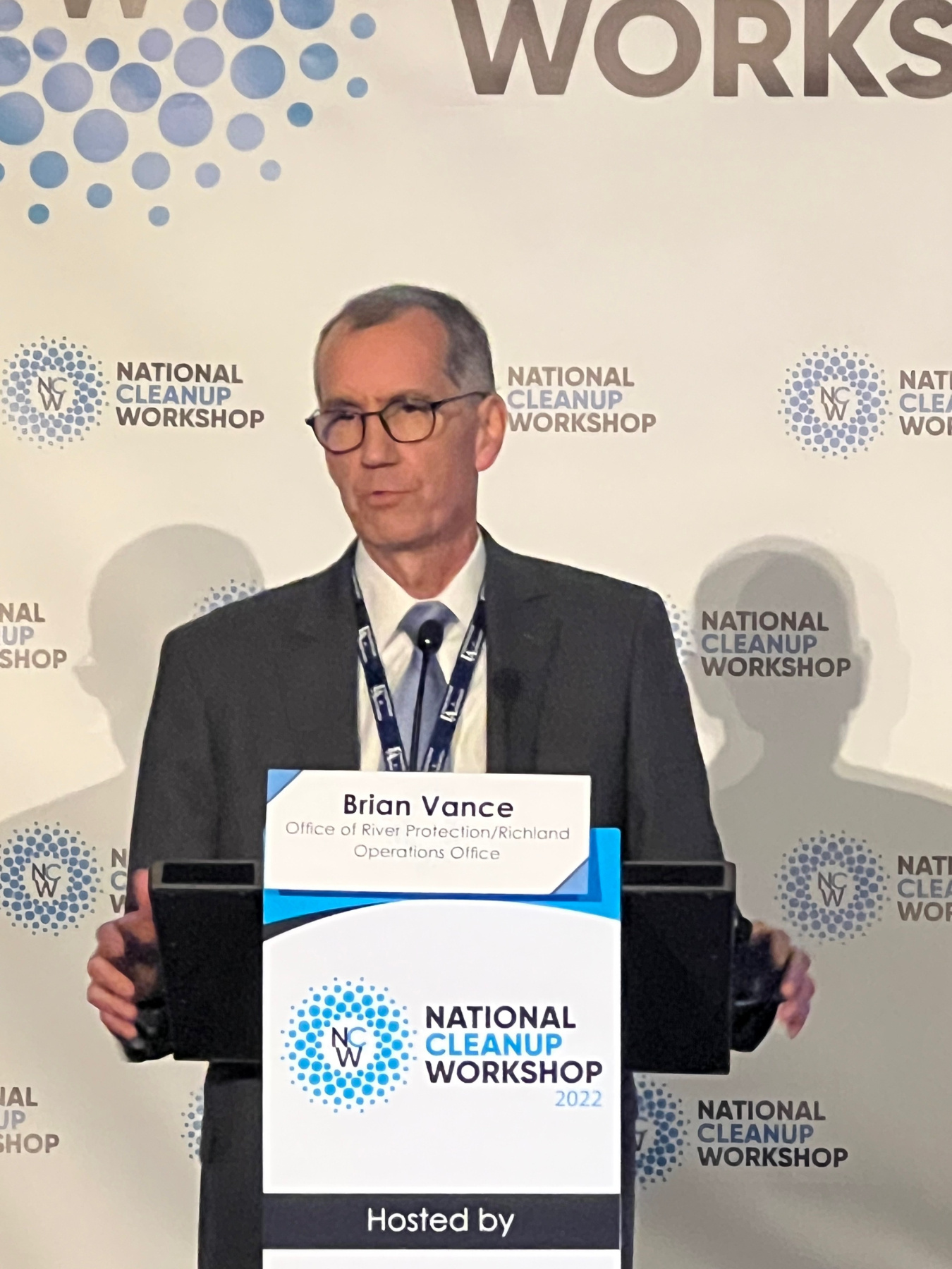 EM Office of River Protection and Richland Operations Office Manager Brian Vance addresses the audience during a National Cleanup Workshop panel titled “Entering a New Era for Hanford and the Tri-Cities.”