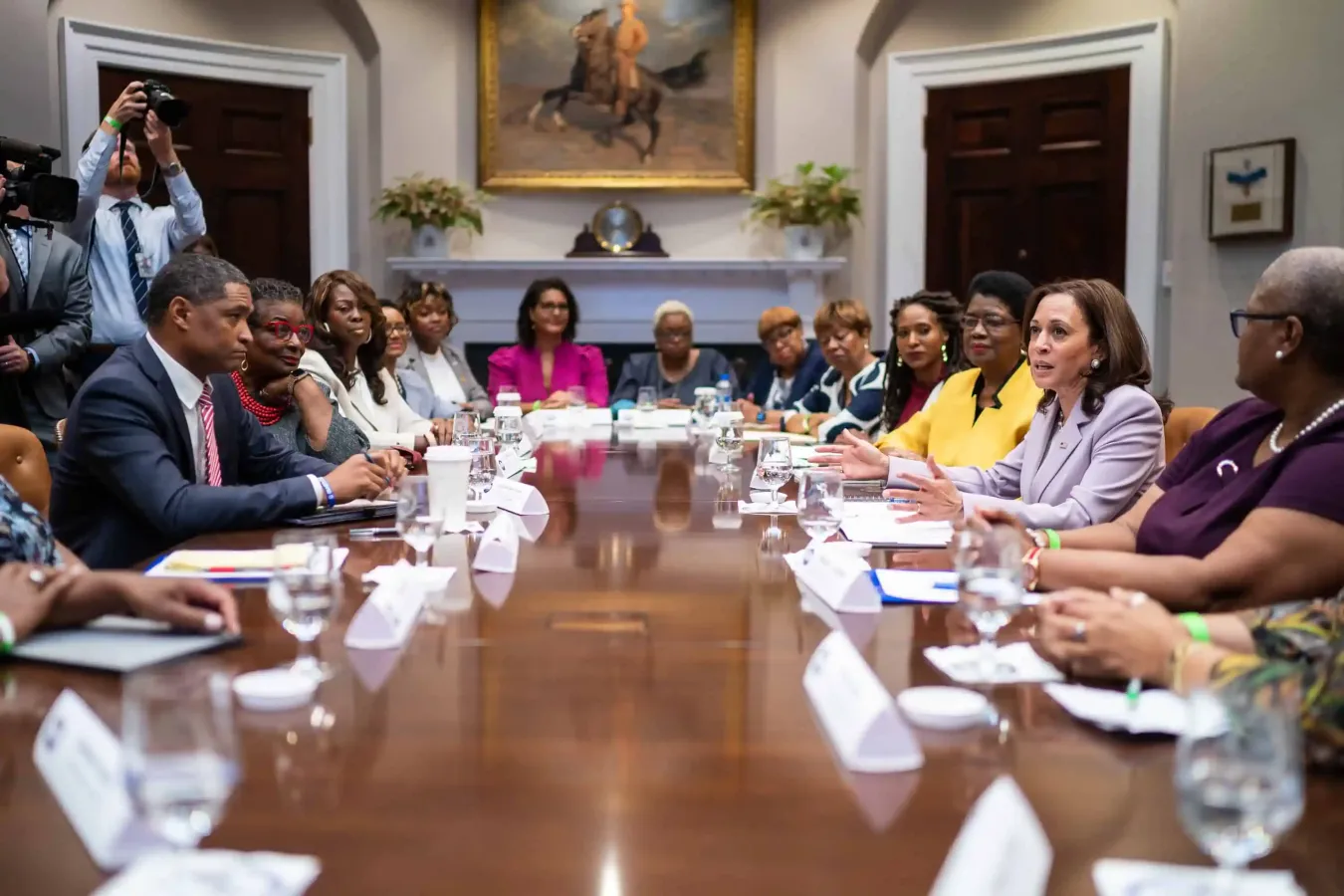 Vice President Kamala Harris meets with civil rights leaders at the White House.