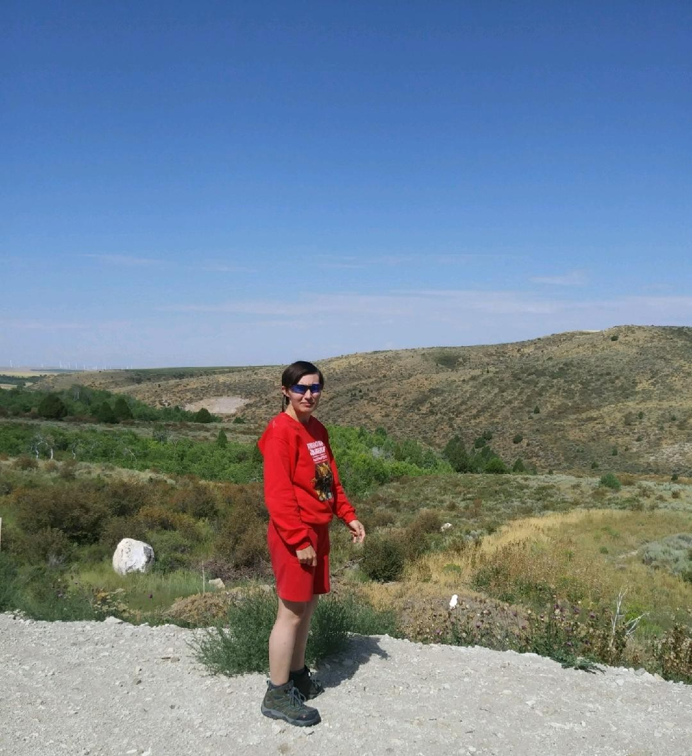 Eliza Nims-Langlois hikes near Idaho Falls. As an intern with EM contractor Idaho Environmental Coalition at the DOE Idaho National Laboratory Site, Nims-Langlois supported the company’s environmental program by inventorying chemicals and paints at site facilities.