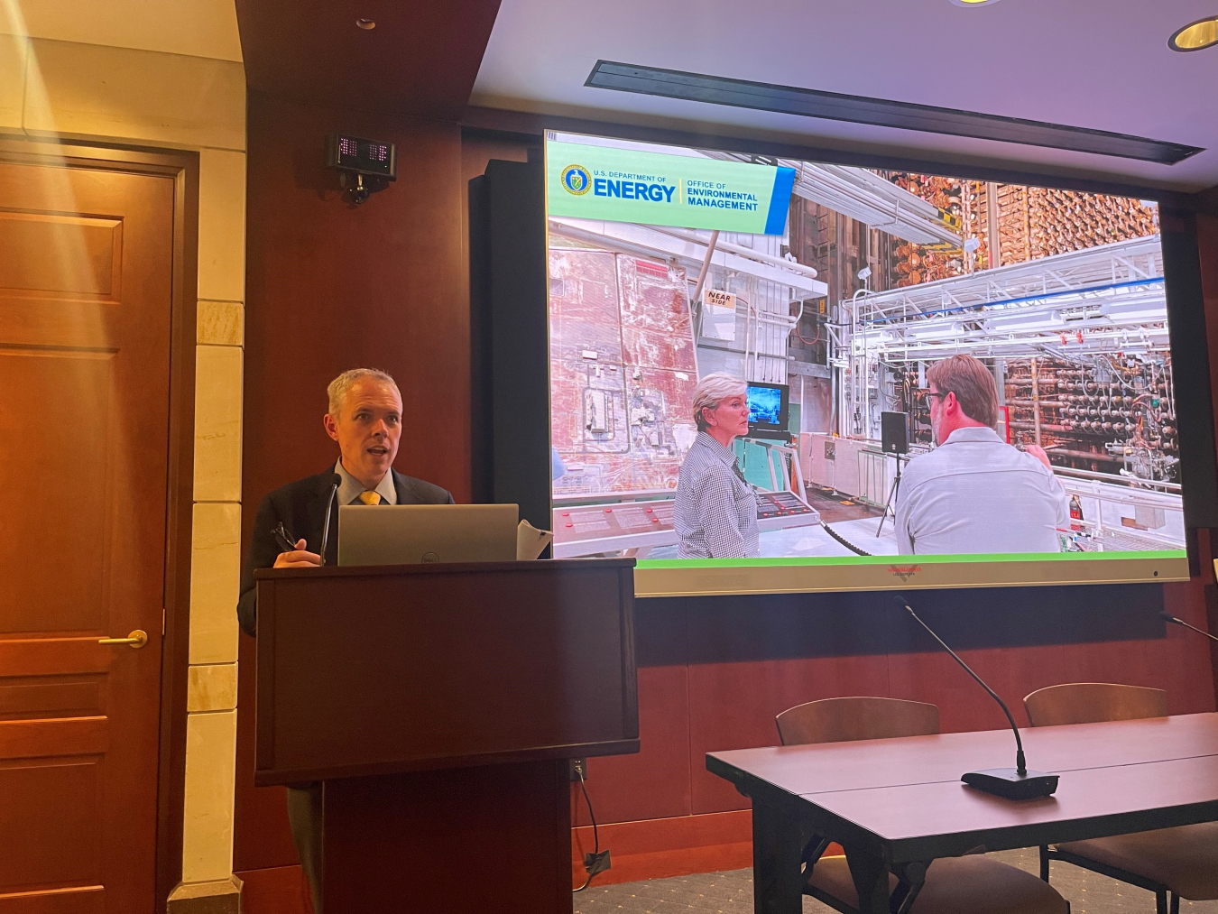 EM Senior Advisor William “Ike” White gives remarks during an event for the House Nuclear Cleanup Caucus last week.