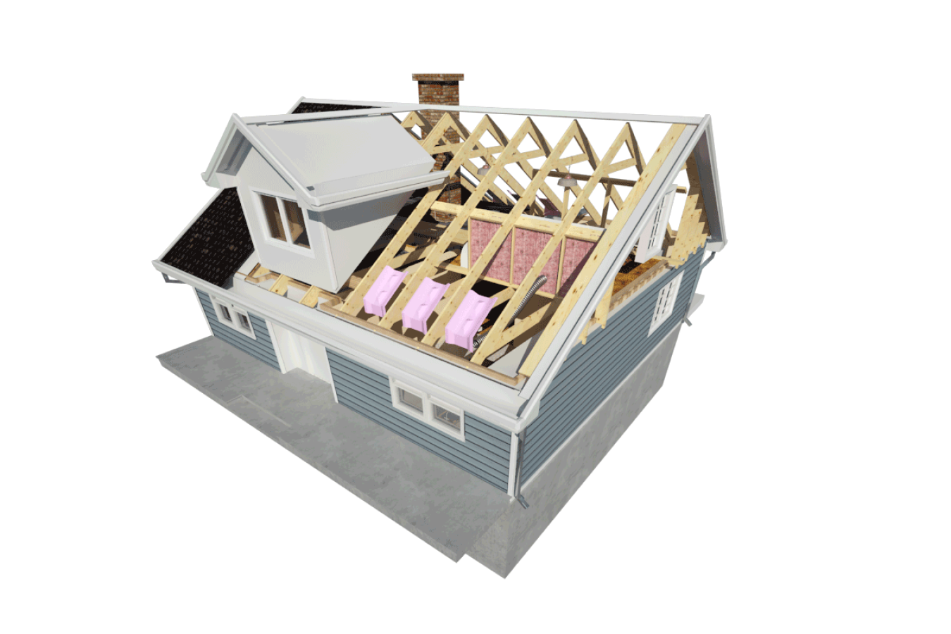 Exterior of interactive 3D house 