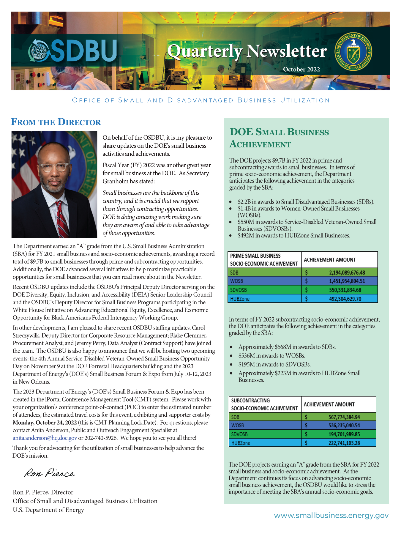 Image of OSDBU Q4 Quarterly Newsletter cover