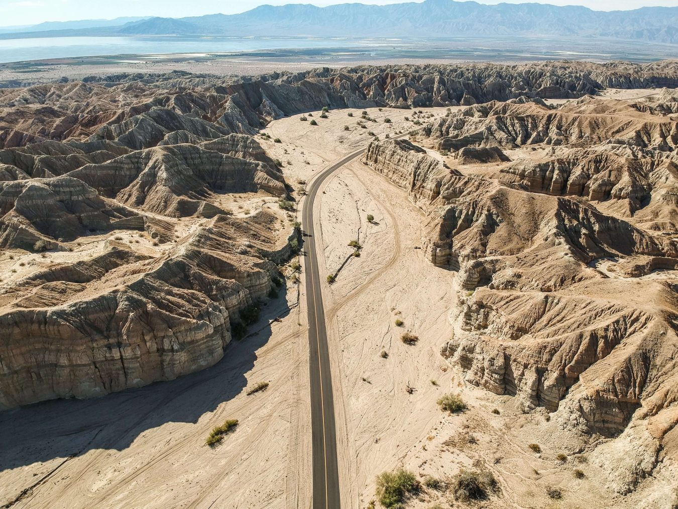 An aerial shot of Salton Sea