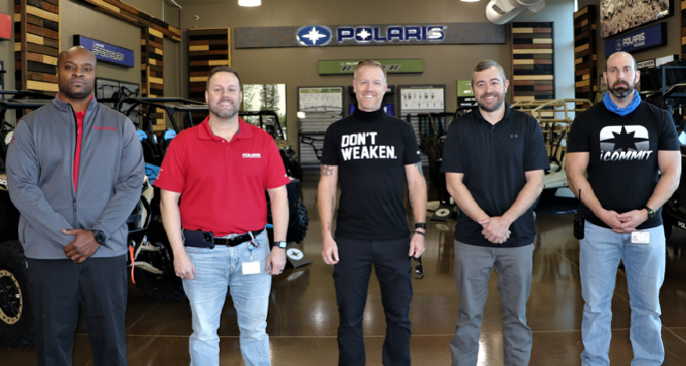 Polaris Huntsville Strategic Energy Management (SEM) team from the left: Mckinley James – Plant Director, Brian Vick – EHSS Manager, Zach Pharez – Lean VIP Specialist, Bryan Ward – Facilities Engineer, Joseph Jones – EHSS Specialist