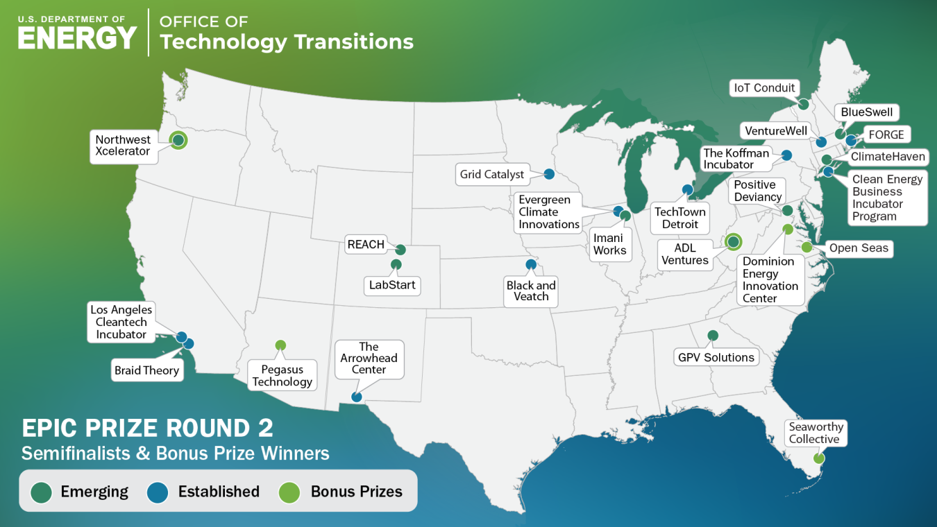 Map of semifinalists for EPIC Prize Round 2, Phase 1