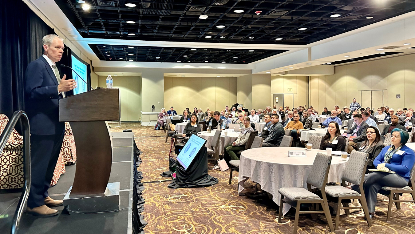 EM Senior Advisor William “Ike” White delivers his plenary address at the 21st Annual Intergovernmental Meeting with the U.S. Department of Energy on Nuclear Waste Cleanup in New Orleans, Louisiana last week.