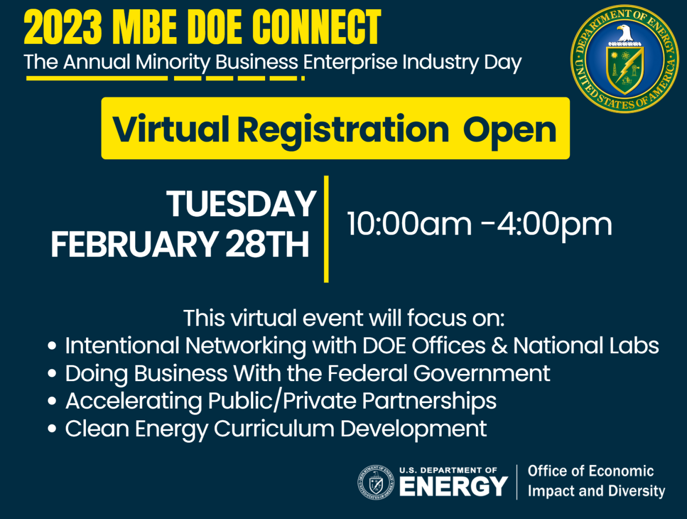 2023 MBE DOE Connect Virtual Summit