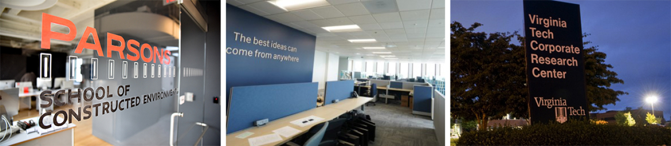 Three lighting installation photos from Parsons, NEEA, and VTTI.