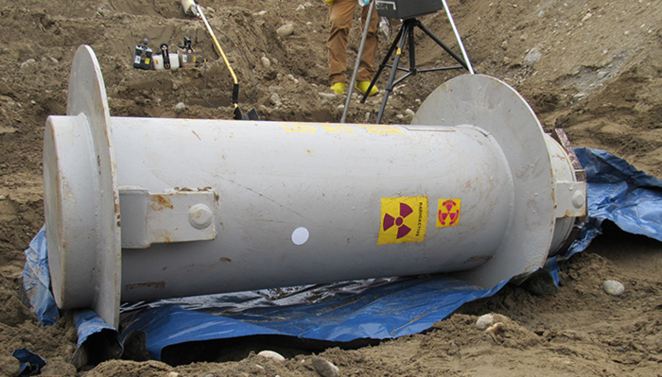 Pictured is a spent fuel container used during plutonium production operations decades ago on the Hanford Site.